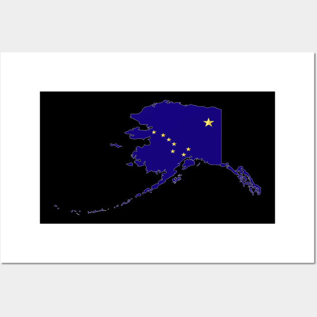 Alaska Map & Flag Wall Art by twix123844